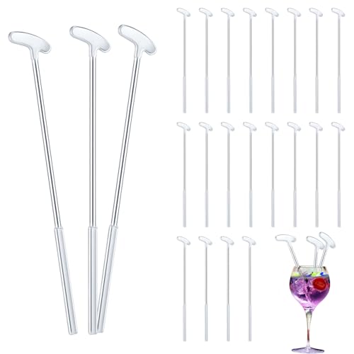 Sunnychicc Silver 30 Pack Golf Club Cocktail Stirrers - 6 Inch Reusable Swizzle Sticks for Drinks & Party Decor