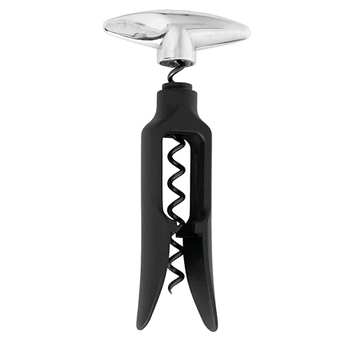 TRUE Black Self Pulling Corkscrew Wine Opener - Easy Turn Bar & Kitchen Tool