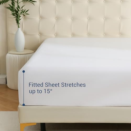 Full Size Fitted Sheets 6-Pack, Microfiber 15-inch Deep Pocket, White