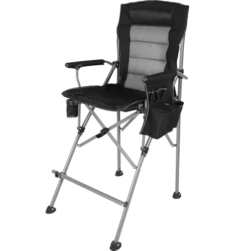 Extra Tall Folding Director Chair with Footrest, Portable Bar Height Seat