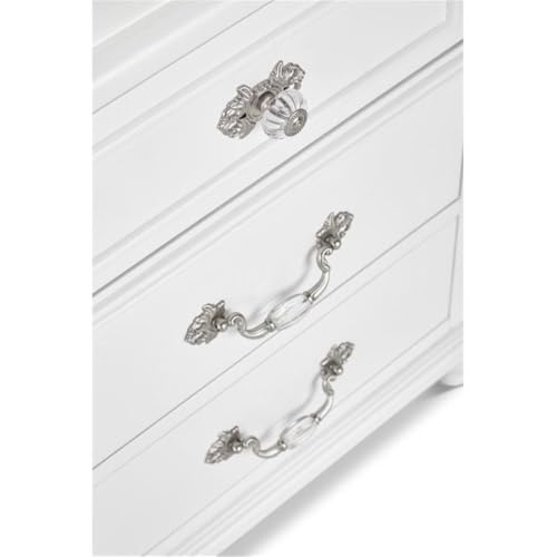 White Nightstand with Crystal Handles and Felt-Lined Drawer