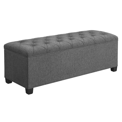 Upholstered Storage Ottoman Bench, 43-Inch End of Bed Foot Rest