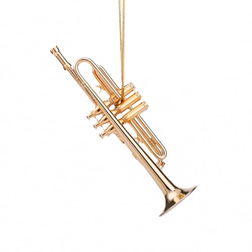4.72" Brass Trumpet Miniature Hanging Ornament - Brass & Metal Christmas Decor