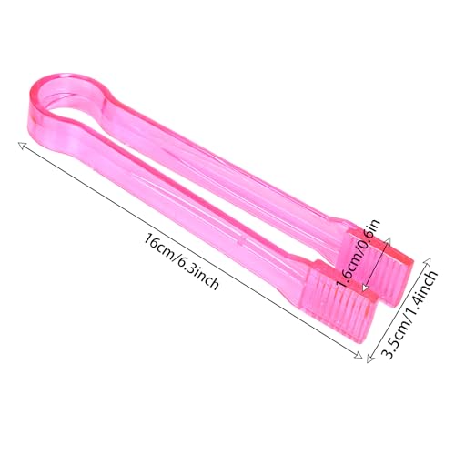 Hmxpls 12Pcs Clear Pink Plastic Ice Tongs & Scoops Set for Food & Candy Buffets