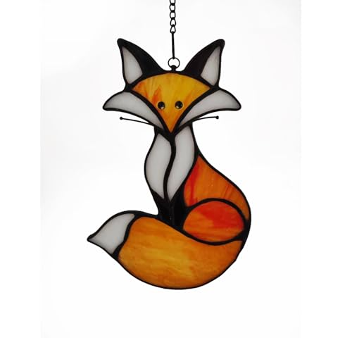 Handmade Fox Stained Glass Suncatcher | 6.5" Window Decor