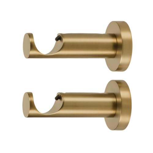Adjustable Ceiling or Wall Mount Curtain Rod Brackets, Warm Gold, Set of 2
