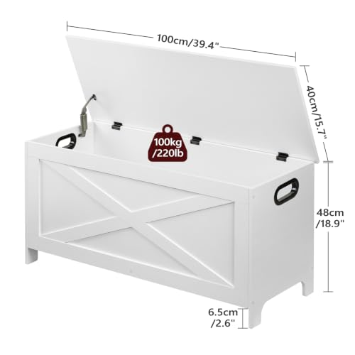39.4-Inch Storage Bench with Safety Lid, Modern Toy Chest & Entryway Organizer