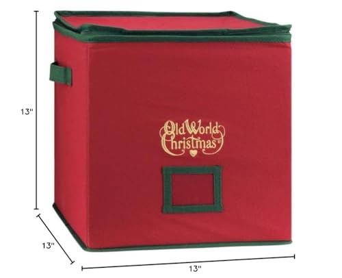 Old World Christmas Ornament Storage Box with 4 Adjustable Trays — Collapsible Organizer for Collectible Christmas Ornaments