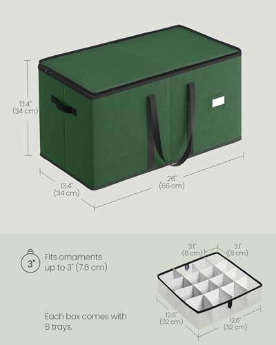 SONGMICS Christmas Ornament Storage Boxes Set of 2 with 256 Slots - Forest Green