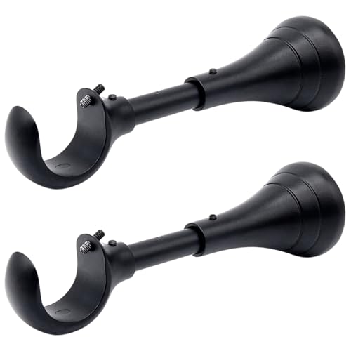 Heavy Duty 6-Inch Adjustable Curtain Rod Brackets for 1-Inch Rods, Black