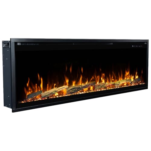 60-Inch Smart Electric Fireplace Wall-Mount Recessed Heater