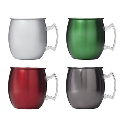 Cambridge Moscow Mule Mugs Set of 4 – 20 oz, Double-Walled Stainless Steel, Metallic