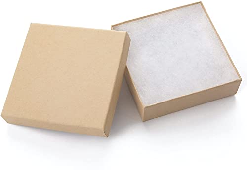 20-Pack Kraft Jewelry Gift Boxes with Cotton Fill, 3.5x3.5x1 Inch