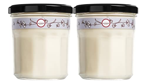 Lavender Soy Candle - Aromatherapy Glass Jar, 35 Hour Burn, Pack of 2