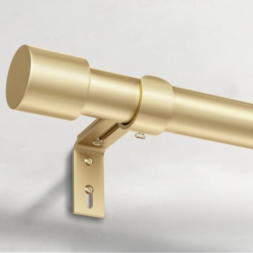Heavy Duty Gold Curtain Rod 1 Inch Adjustable Window Drapery Rod (66"-120")