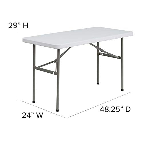 Flash Furniture 4-Foot Granite White Plastic Folding Table - Indoor/Outdoor Event Table