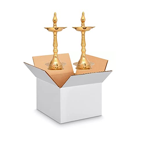 Brass Oil Lamp Diya - 6 Inch Traditional Indian Deepak Set of 2