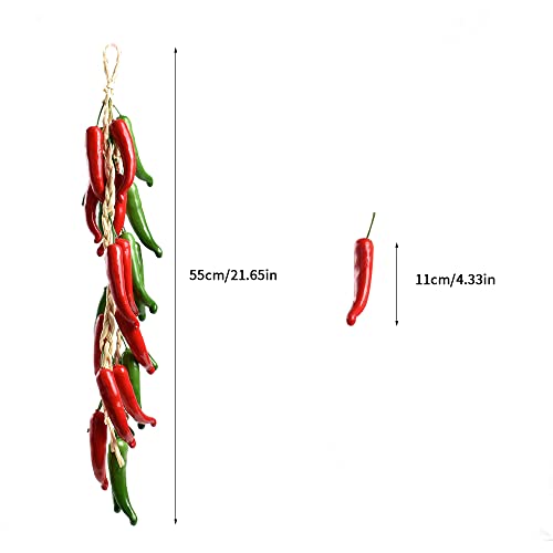 Artificial Hanging Chili Pepper String Set - Lifelike Vegetable Garland 21in