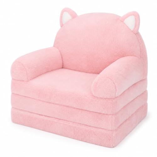 2-in-1 Foldable Toddler Couch and Floor Seat for Kids Ages 1-4