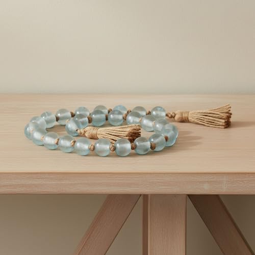 Decorative Blue Glass Beaded Garland 34-inch Tabletop Accent