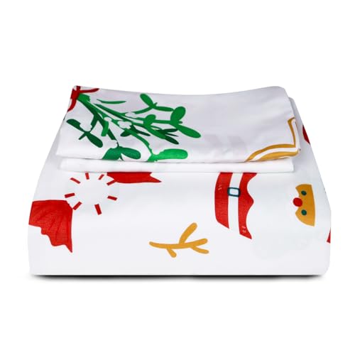 HITIME 100% Polyester Duvet Cover Set - Queen 3pc Christmas Cartoon Print, Lightweight & Breathable