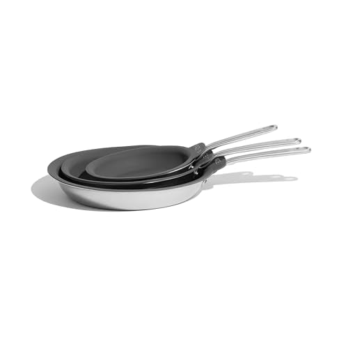 3-Piece Silicone Frying Pan Protectors for Scratch-Free Stacking, 8", 10", 12"