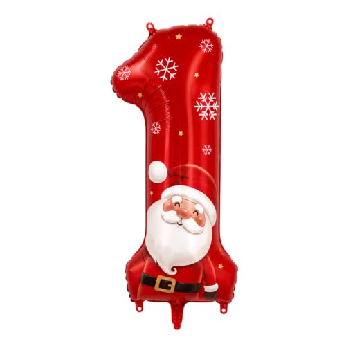Christmas Number 1 Balloon - Red 40-Inch Giant Santa Birthday Decor