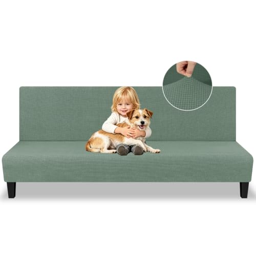 Stretch Armless Futon Cover, Full Size, Washable Jacquard Fabric