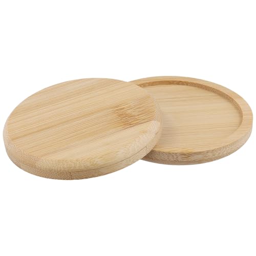 SEHOI 20 PCS 5 Inch Natural Bamboo Coasters & Planter Saucer Trays - Round Wooden Drink & Plant Pot Holders