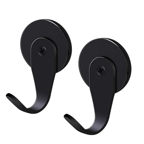 Heavy-Duty Magnetic Wreath Hangers for Metal Doors - 2 Pack Black Hooks