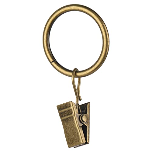30-Piece Antique Brass Curtain Ring Clips for 0.4 to 0.75-Inch Rods