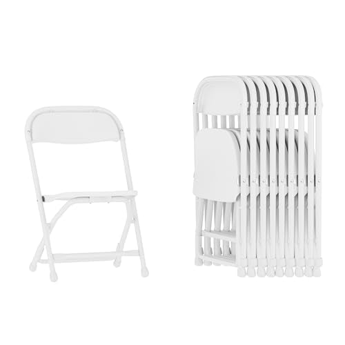 White Kids Folding Chairs Set of 10 for Classroom & Events | Flash Furniture Timmy