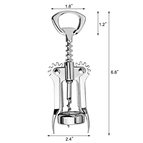 7-Inch Zinc Alloy Wing Corkscrew with Bottle Opener - Durable Barware Tool