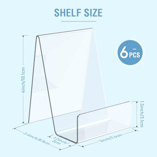 Clear Acrylic Book Stand & Display Holder Set - 6 Pack Multi-Use Easels