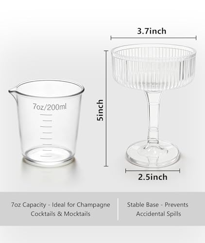 Black Acrylic Champagne Tower Set - 20 Unbreakable Flutes with Bows & Dots