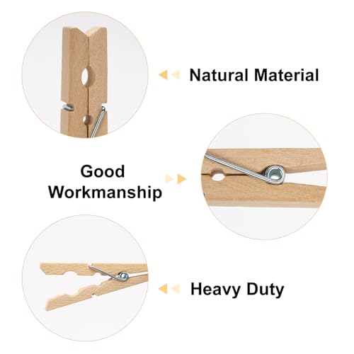 50-Piece Large Wooden Clothespins Set with 32ft Twine for Photo Hanging