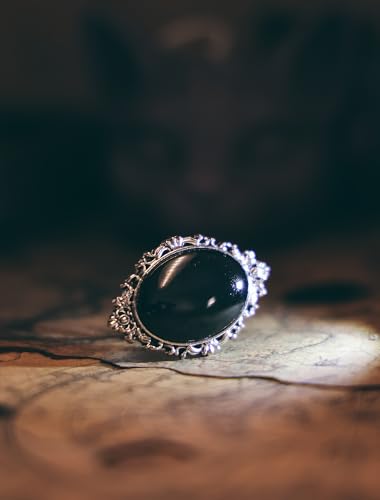 Obsidian Scrying Ring Antique Gothic Divination Tool for Meditation