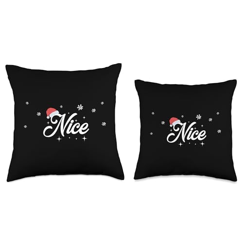 Matching His & Hers Santa Naughty and Nice Christmas Throw Pillow 18x18
