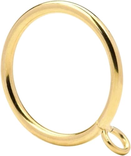 24-Piece Metal Curtain Rings with Eyelets, 1.5-Inch Inner Diameter, Gold