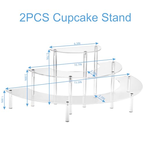 3-Tier Acrylic Display Risers, Half Moon Perfume and Cupcake Stand Organizer