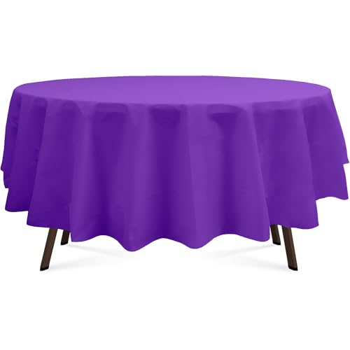 Flexincred Purple 3 Pack Round Plastic Tablecloth 84 Inch - Violet Decorative Cover for Events