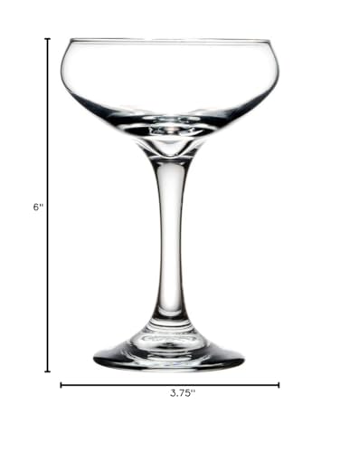Libbey Perception 8.5 oz Cocktail Coupe Glasses - 4 Pack with Pourer, Large Capacity
