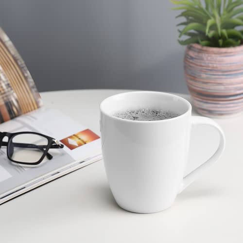 Mfacoy 16oz White Coffee Mug Set of 4 with 4 x 4.25 Inch Handles - Ceramic Drinkware