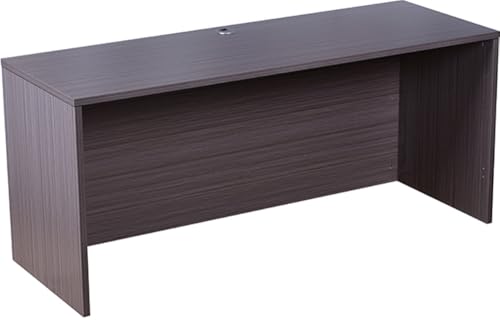 Boss Office U-Shape Desk Credenza with Hutch and Pedestal in Driftwood