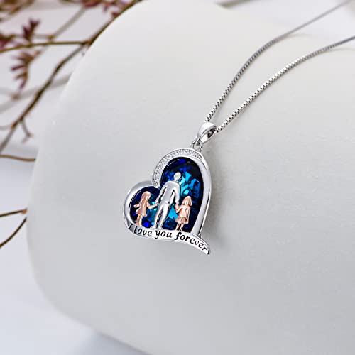 TOUPOP Father and Daughter Necklace Set 925 Silver Heart Pendant from Dad B