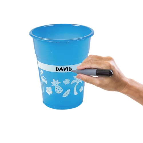 48-Pack Tropical Party Cups with Parasol Straws - 16oz Disposable Luau Drinkware