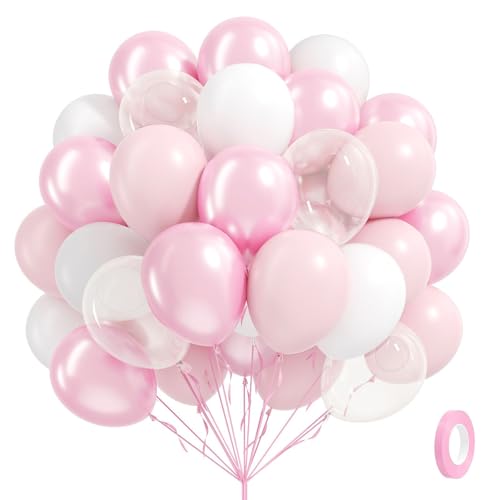 60pcs Pink and White Balloon Arch Kit for Wedding Birthday Baby Shower