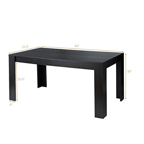 63-Inch Rectangular Dining Table for 4-6, Sturdy Wood Kitchen Table