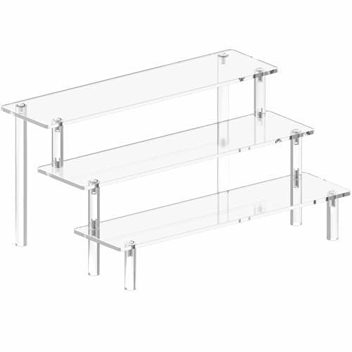 3-Tier Acrylic Display Riser Stand for Collectibles, Perfume, and Desserts