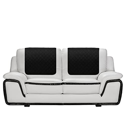 2 Pcs Recliner Headrest Covers - Black Chair Protector